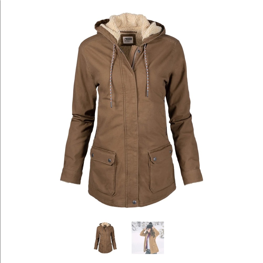 Mountain Khakis Womens Ranch Shearling Hooded Coat Tan Small, Perfect Condition!